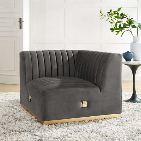 Conjure Channel Tufted Performance Velvet Left Corner Chair Modway Model: eei-5505