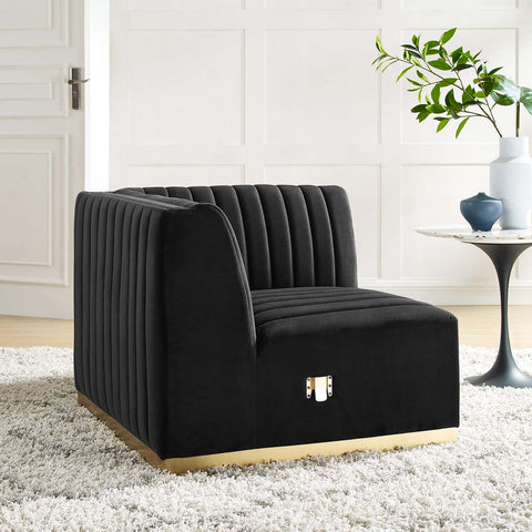 Conjure Channel Tufted Performance Velvet Right Corner Chair Modway Model: eei-5506