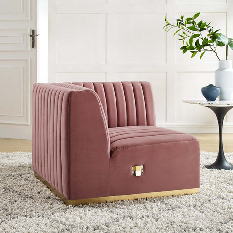 Conjure Channel Tufted Performance Velvet Right Corner Chair Modway Model: eei-5506