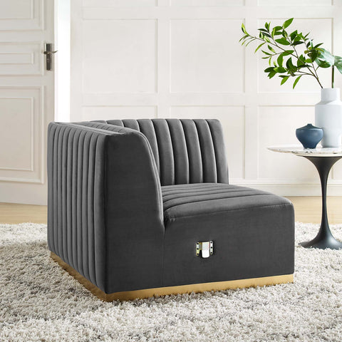 Conjure Channel Tufted Performance Velvet Right Corner Chair Modway Model: eei-5506