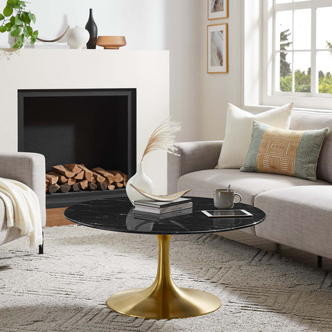 Lippa 36" Round Artificial Marble Coffee Table Modway Model: eei-5521