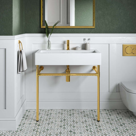 Redeem 32" Wall-Mount Gold Stainless Steel Bathroom Vanity Modway Model: eei-5540