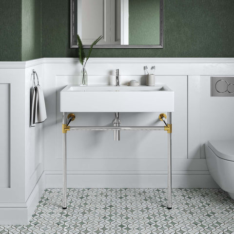Redeem 32" Silver Stainless Steel Wall-Mount Bathroom Vanity Modway Model: eei-5542