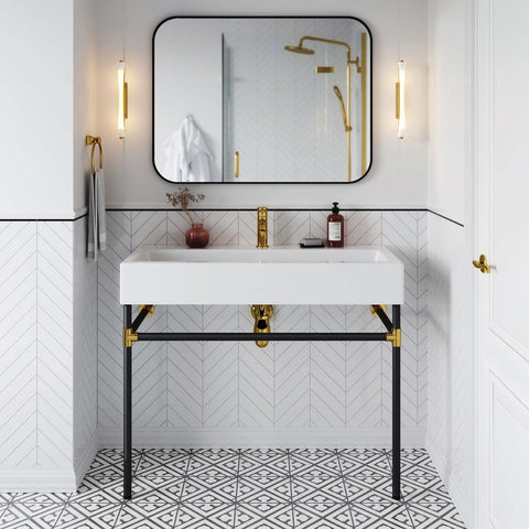Redeem 40" Black Stainless Steel Wall-Mount Bathroom Vanity Modway Model: eei-5545