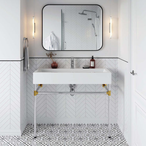 Redeem 40" Silver Stainless Steel Wall-Mount Bathroom Vanity Modway Model: eei-5546