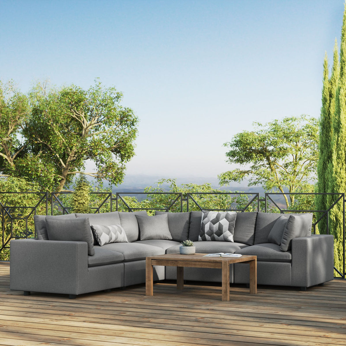Commix 5-Piece Outdoor Patio Sectional Sofa Modway Model: eei-5589