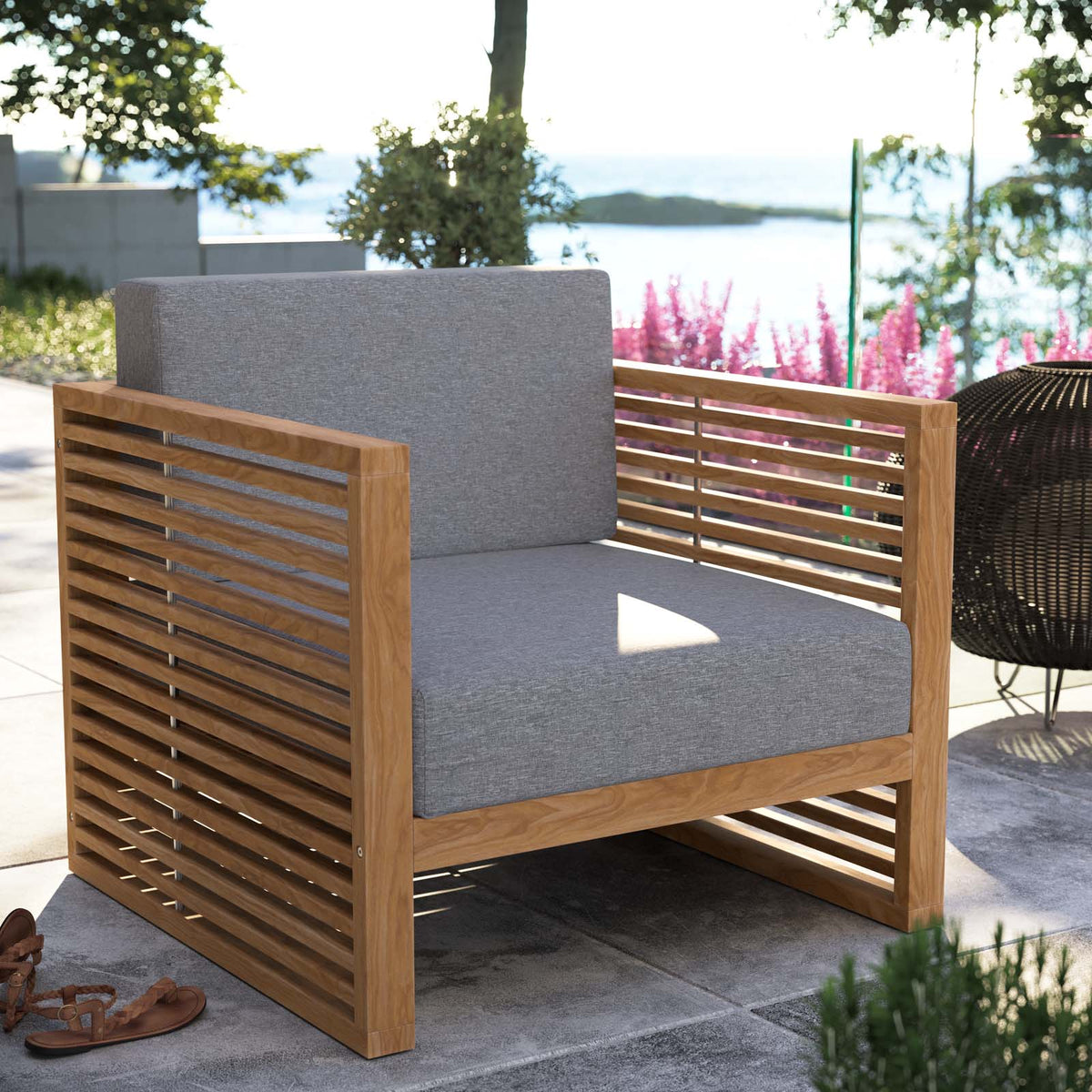 Carlsbad Teak Wood Outdoor Patio Armchair Modway Model: eei-5606
