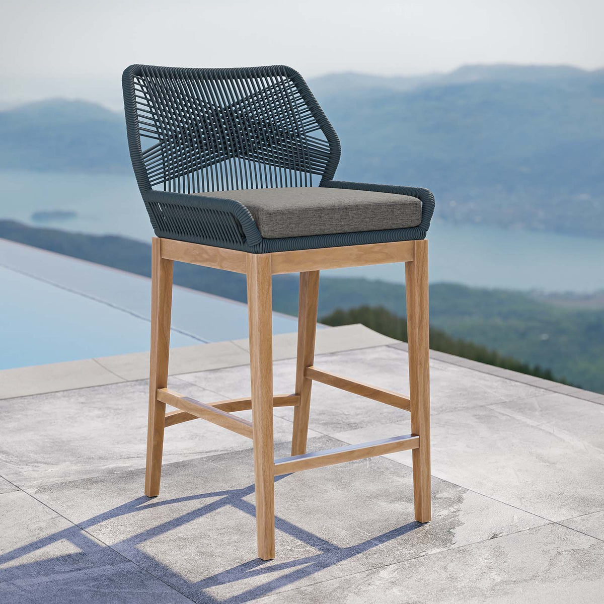 Wellspring Outdoor Patio Teak Wood Bar Stool Modway Model: eei-5746