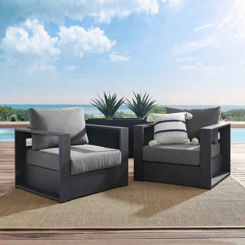 Tahoe Outdoor Patio Powder-Coated Aluminum 2-Piece Armchair Set Modway Model: eei-5751