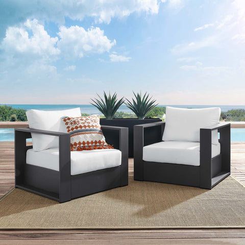 Tahoe Outdoor Patio Powder-Coated Aluminum 2-Piece Armchair Set Modway Model: eei-5751