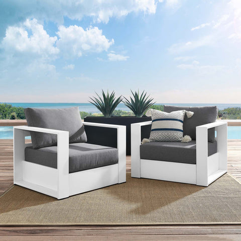 Tahoe Outdoor Patio Powder-Coated Aluminum 2-Piece Armchair Set Modway Model: eei-5751