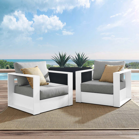 Tahoe Outdoor Patio Powder-Coated Aluminum 2-Piece Armchair Set Modway Model: eei-5751