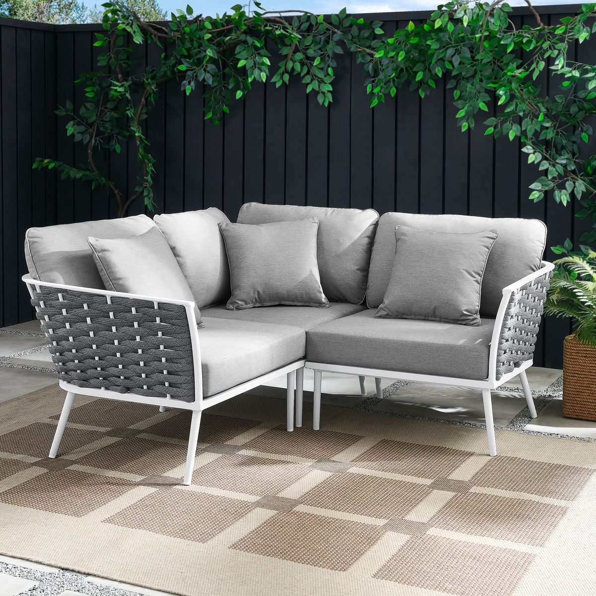 Stance Outdoor Patio Aluminum Small Sectional Sofa Modway Model: eei-5752