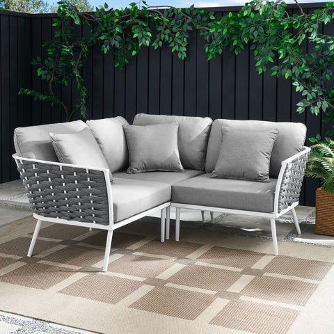 Stance Outdoor Patio Aluminum Small Sectional Sofa Modway Model: eei-5752