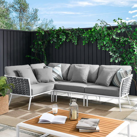 Stance Outdoor Patio Aluminum Large Sectional Sofa Modway Model: eei-5753