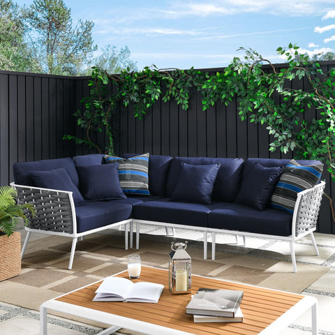 Stance Outdoor Patio Aluminum Large Sectional Sofa Modway Model: eei-5753