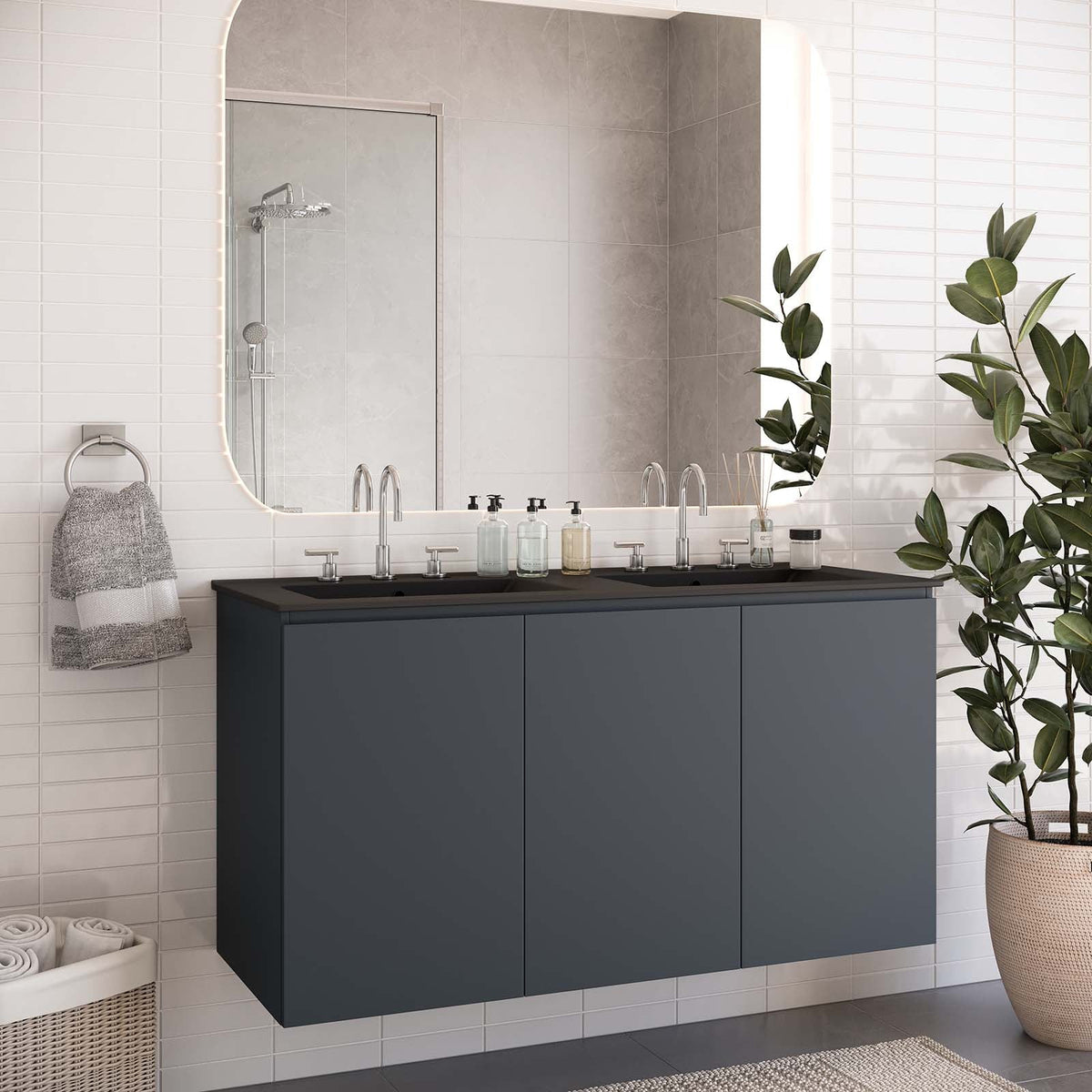 Bryn 48" Wall-Mount Double Sink Bathroom Vanity Modway Model: eei-5781