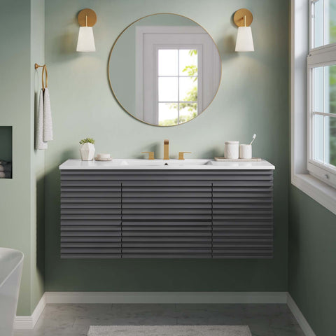 Render 48" Wall-Mount Bathroom Vanity Modway Model: eei-5801