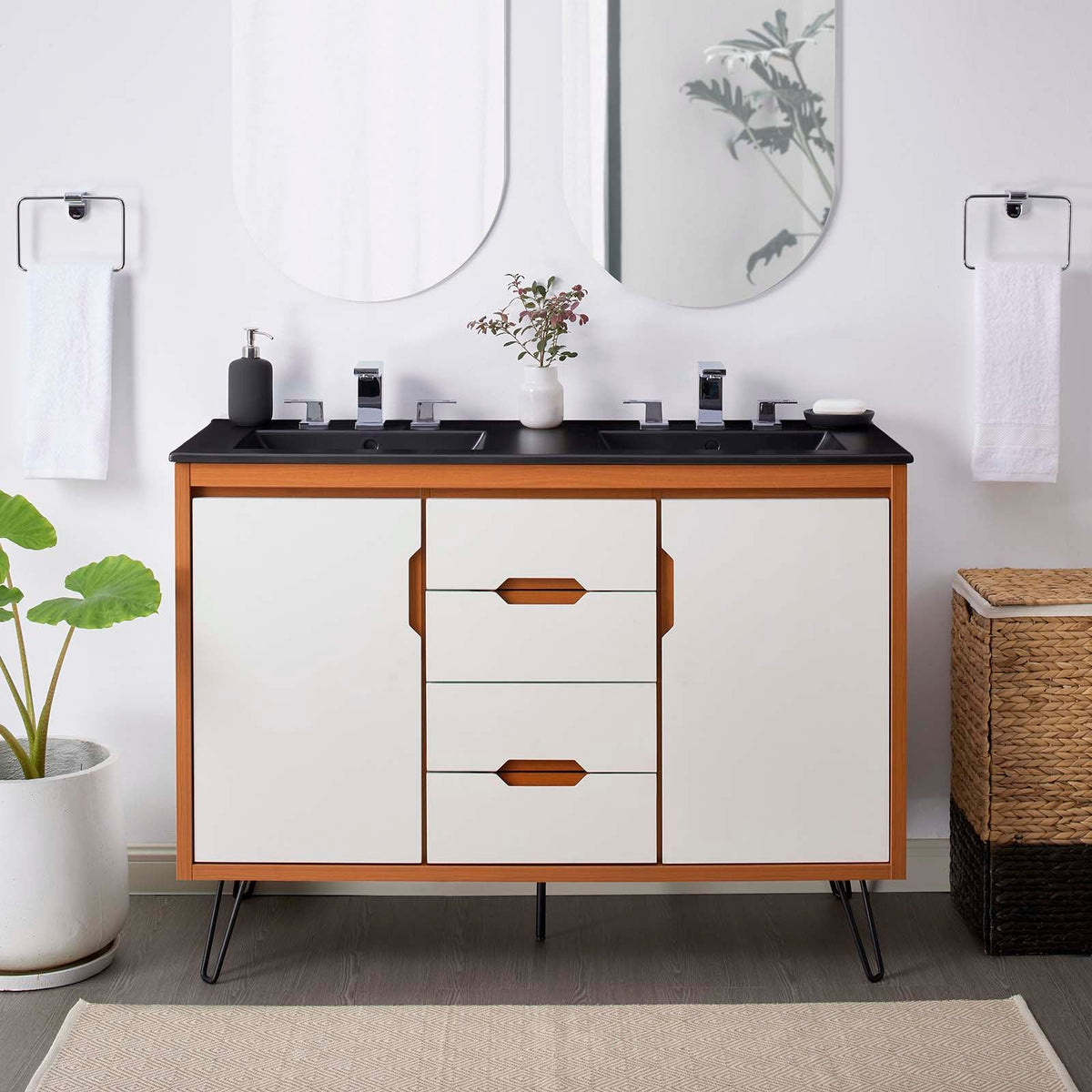 Energize 48" Double Sink Bathroom Vanity Modway Model: eei-5809