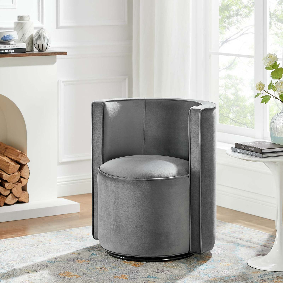 Della Performance Velvet Fabric Swivel Chair Modway Model: eei-6222
