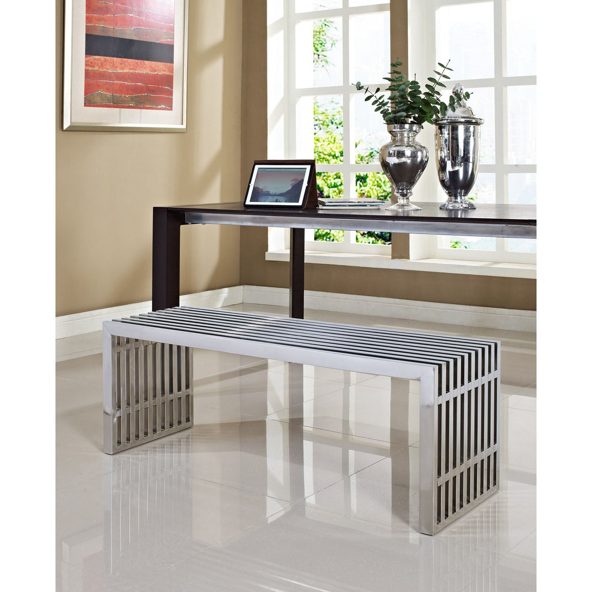 Gridiron Medium Stainless Steel Bench Modway Model: eei-625