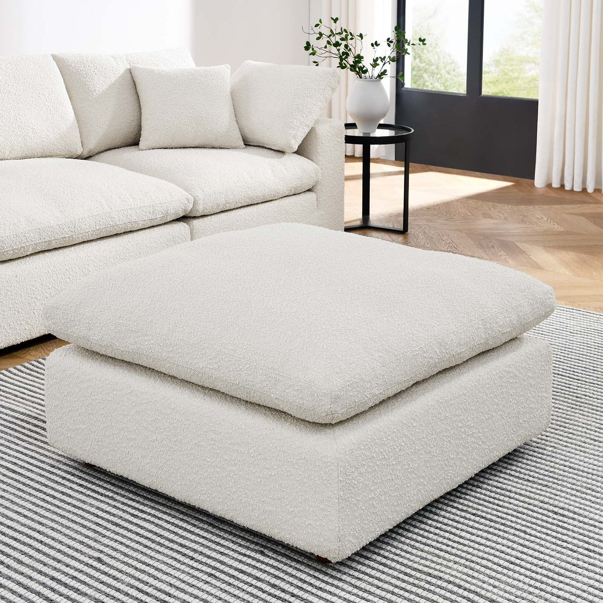 Commix Down Filled Overstuffed Boucle Fabric Ottoman Modway Model: eei-6258
