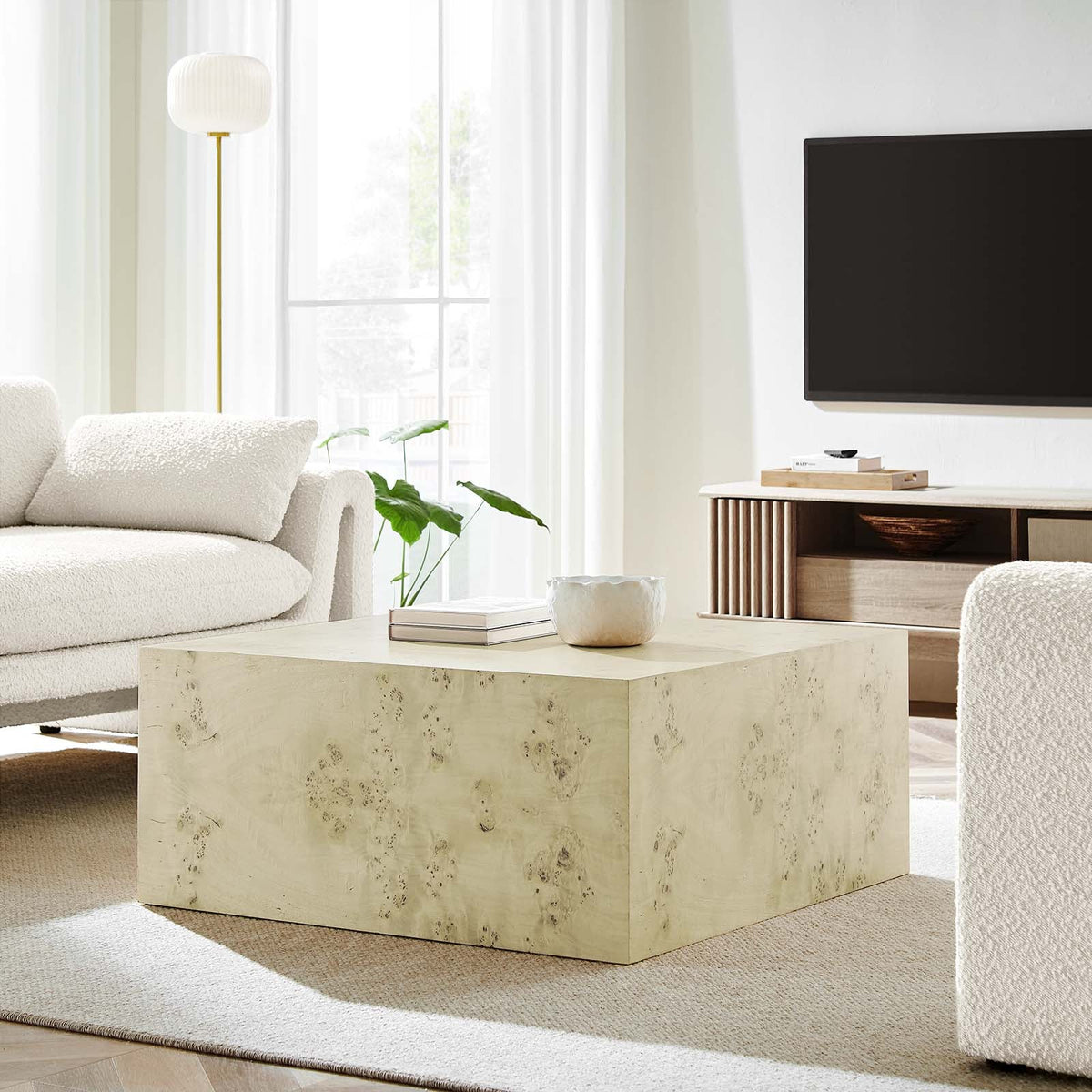 Cosmos 36" Square Burl Wood Coffee Table Modway Model: eei-6272