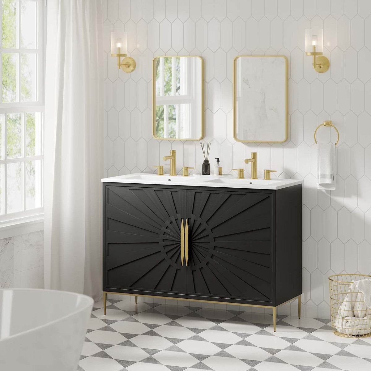 Awaken 48" Double Sink Bathroom Vanity Modway Model: eei-6305