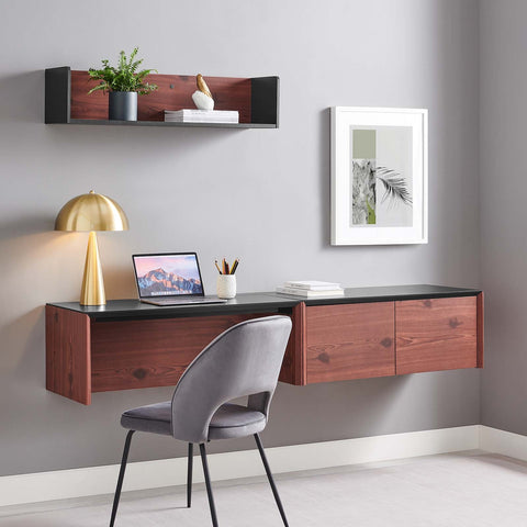 Kinetic 38" Wall-Mount Office Desk With Cabinet and Shelf Modway Model: eei-6311
