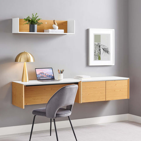 Kinetic 38" Wall-Mount Office Desk With Cabinet and Shelf Modway Model: eei-6311