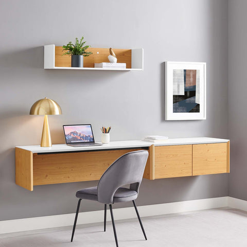 Kinetic 49" Wall-Mount Office Desk With Cabinet and Shelf Modway Model: eei-6312