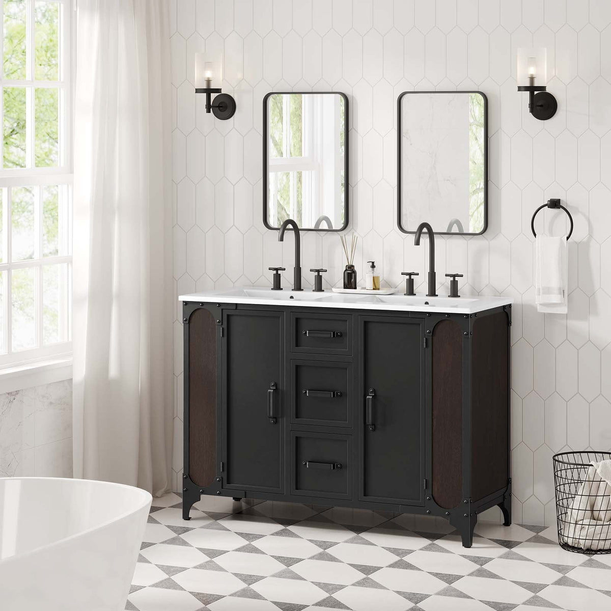 Steamforge 48" Double Sink Bathroom Vanity Modway Model: eei-6421