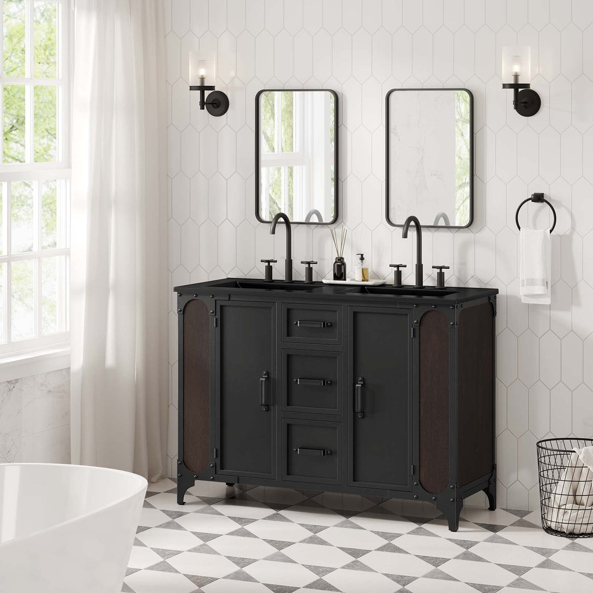 Steamforge 48" Double Sink Bathroom Vanity Modway Model: eei-6422