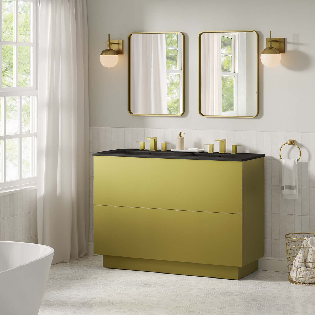 Quantum 48" Double Sink Bathroom Vanity Modway Model: eei-6434