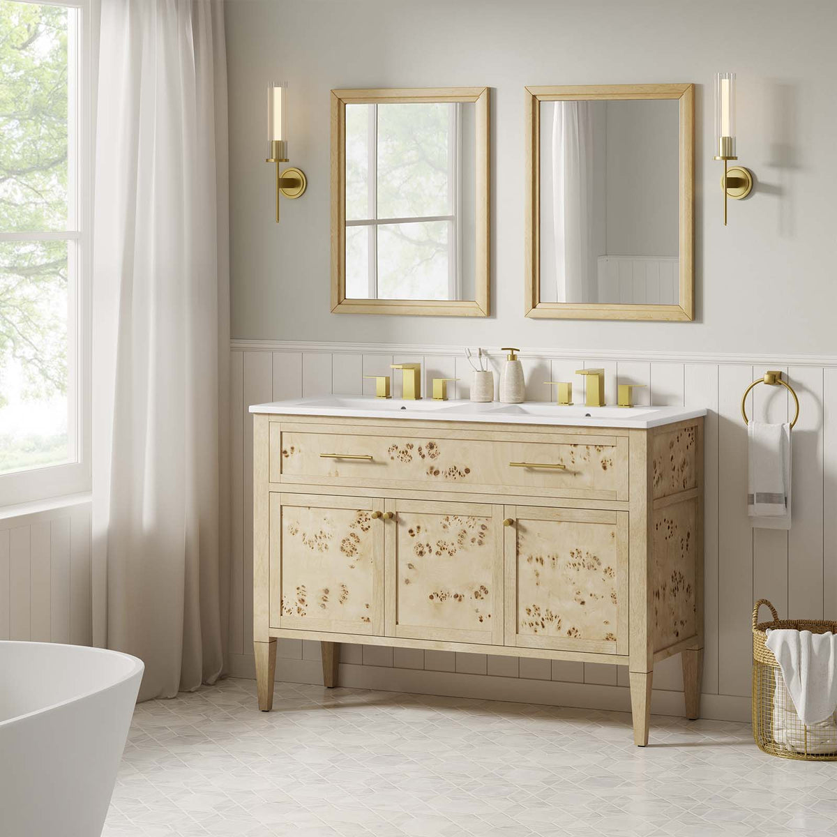 Elysian 48" Wood Double Sink Bathroom Vanity Modway Model: eei-6454