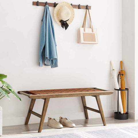 Saoirse 47" Faux Leather Wood Bench Modway Model: eei-6551