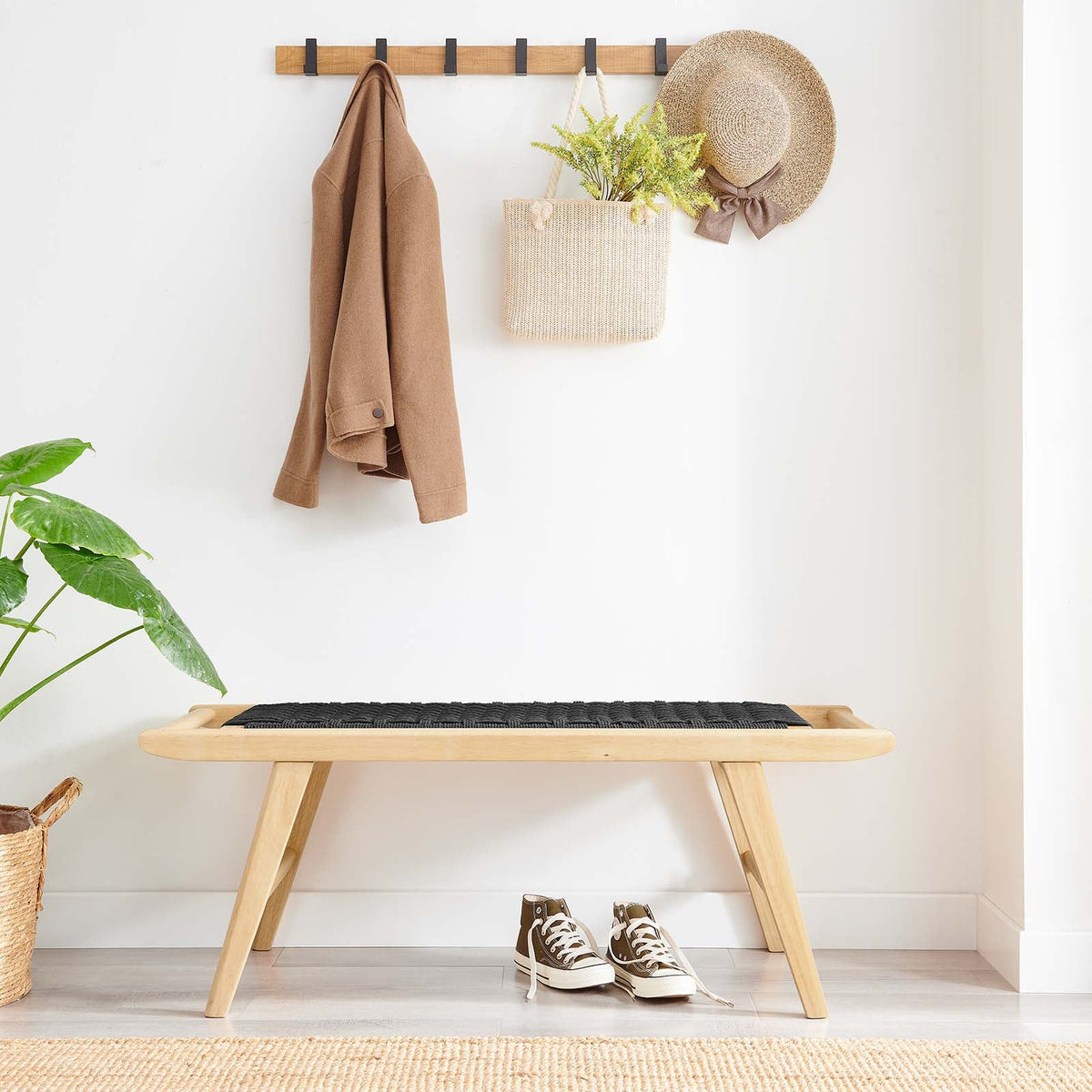 Saoirse 47" Woven Rope Wood Bench Modway Model: eei-6552