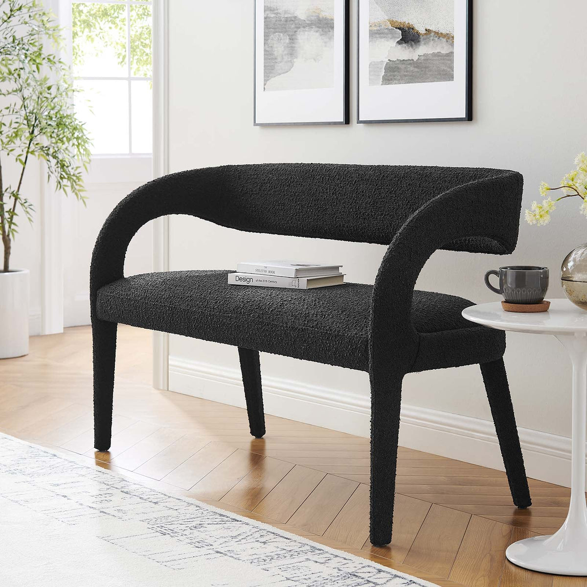 Pinnacle Boucle Fabric Accent Bench Modway Model: eei-6571
