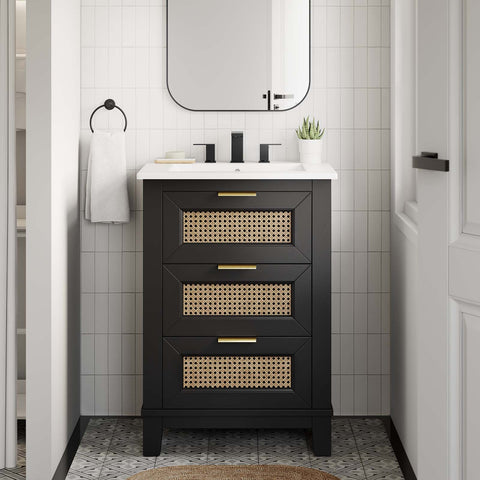 Dixie 24” Solid Wood Bathroom Vanity Cabinet (Sink Basin Not Included) Modway Model: eei-6625