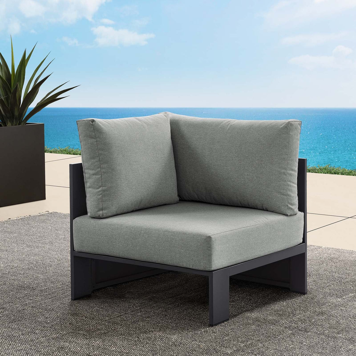 Tahoe Outdoor Patio Powder-Coated Aluminum Modular Corner Chair Modway Model: eei-6631