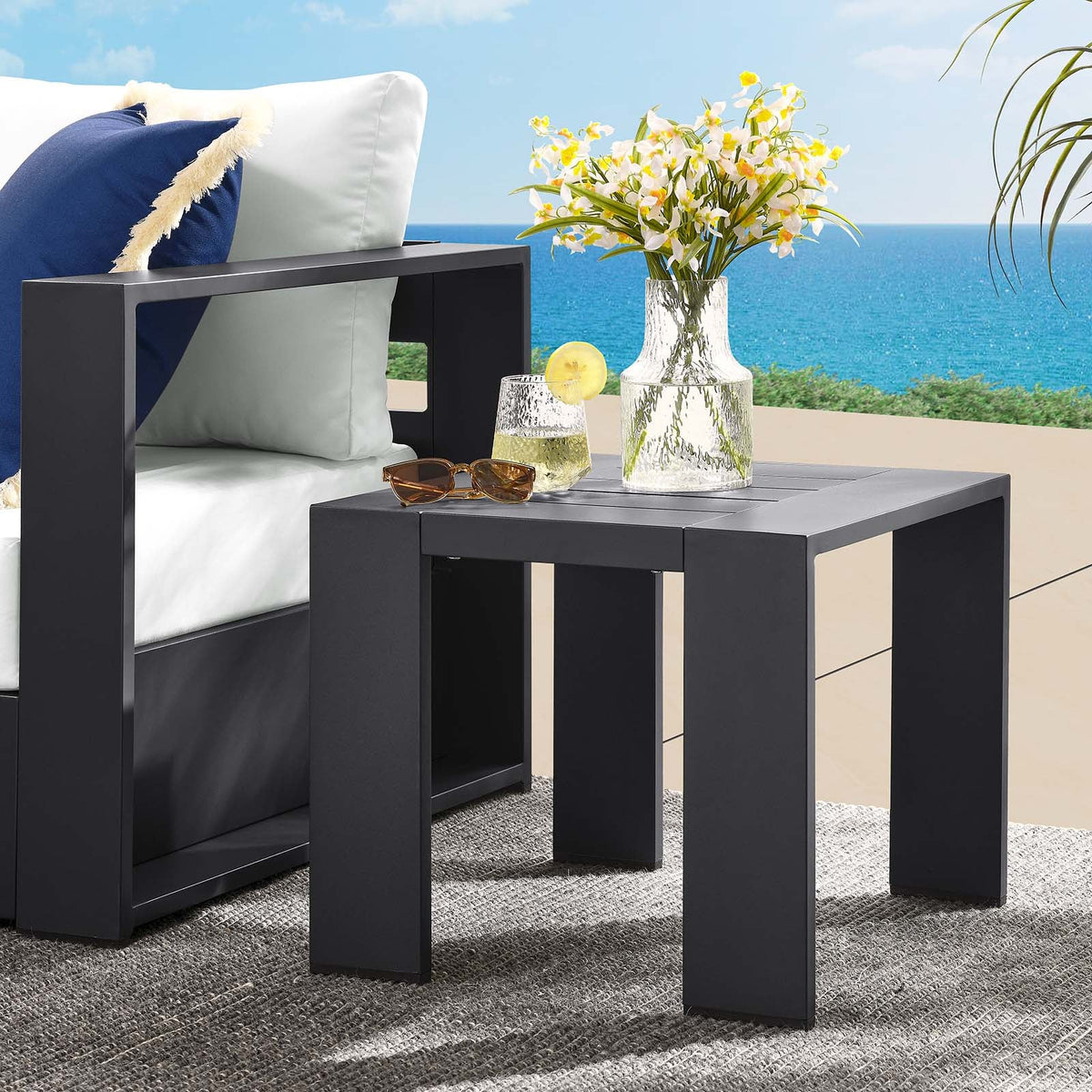 Tahoe Outdoor Patio Powder-Coated Aluminum End Table Modway Model: eei-6635