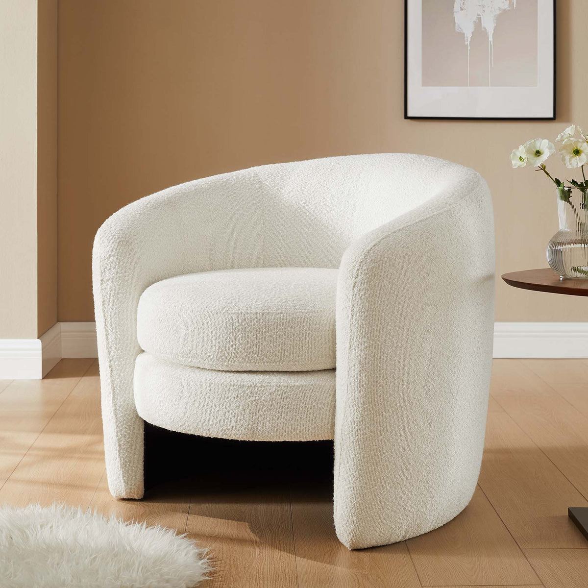 Affinity Upholstered Boucle Fabric Curved Back Armchair Modway Model: eei-6666