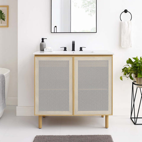 Calla 36" Perforated Metal Bathroom Vanity Modway Model: eei-6678