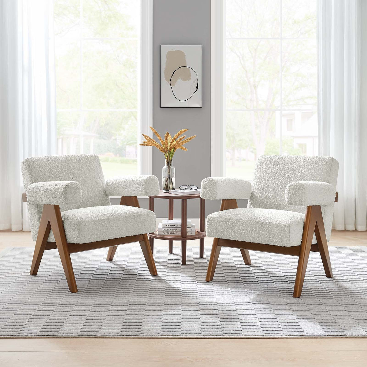 Lyra Boucle Fabric Armchair - Set of 2 Modway Model: eei-6703