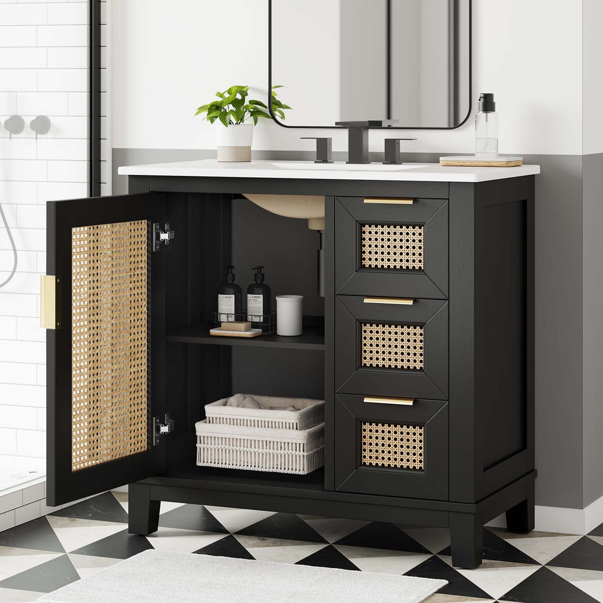 Dixie 36” Solid Wood Bathroom Vanity Cabinet Modway Model: eei-6725