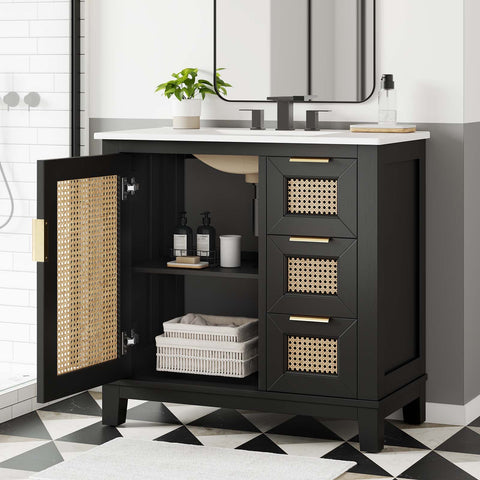 Dixie 36” Solid Wood Bathroom Vanity Cabinet Modway Model: eei-6725