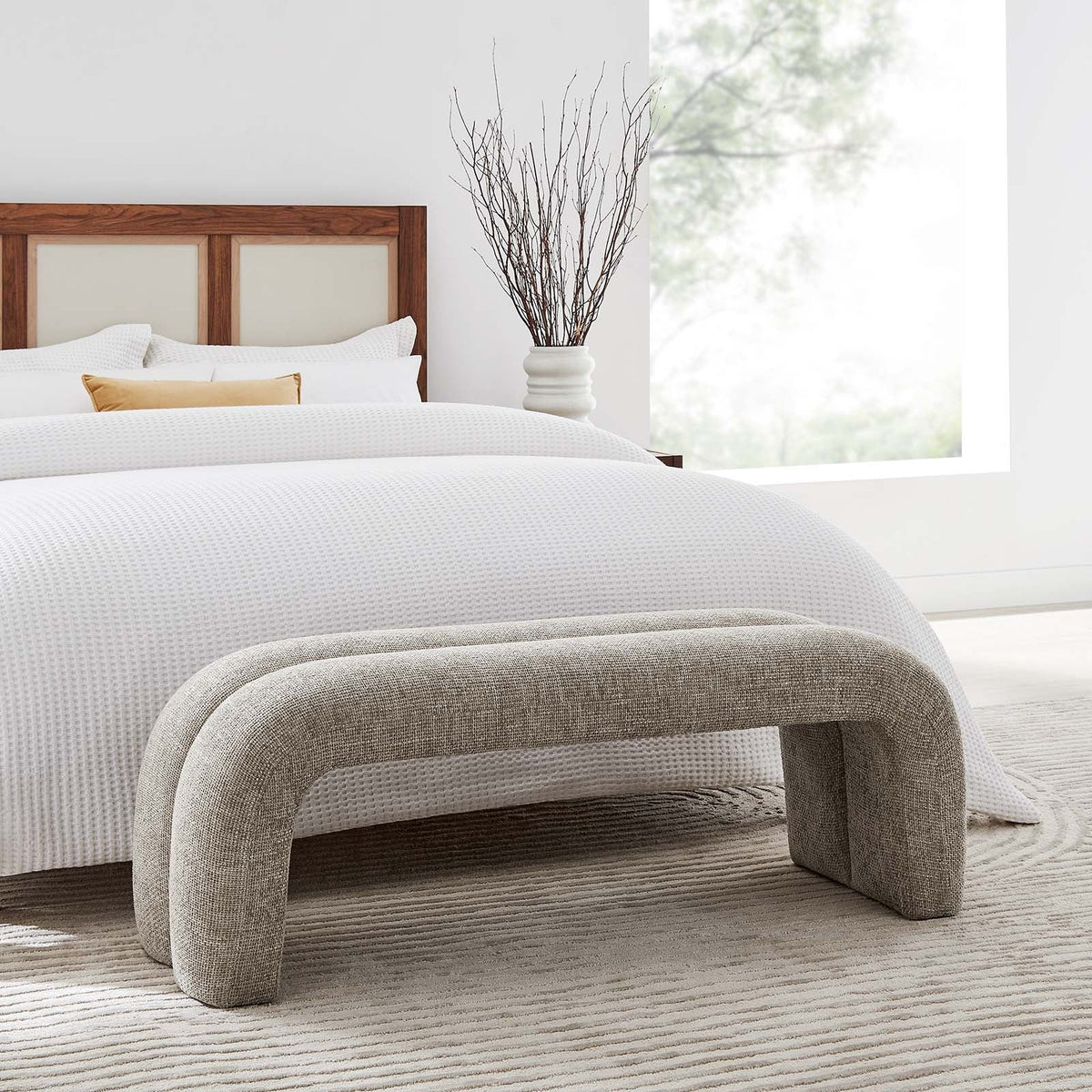 Dax 50.5" Chenille Upholstered Accent Bench Modway Model: eei-6769