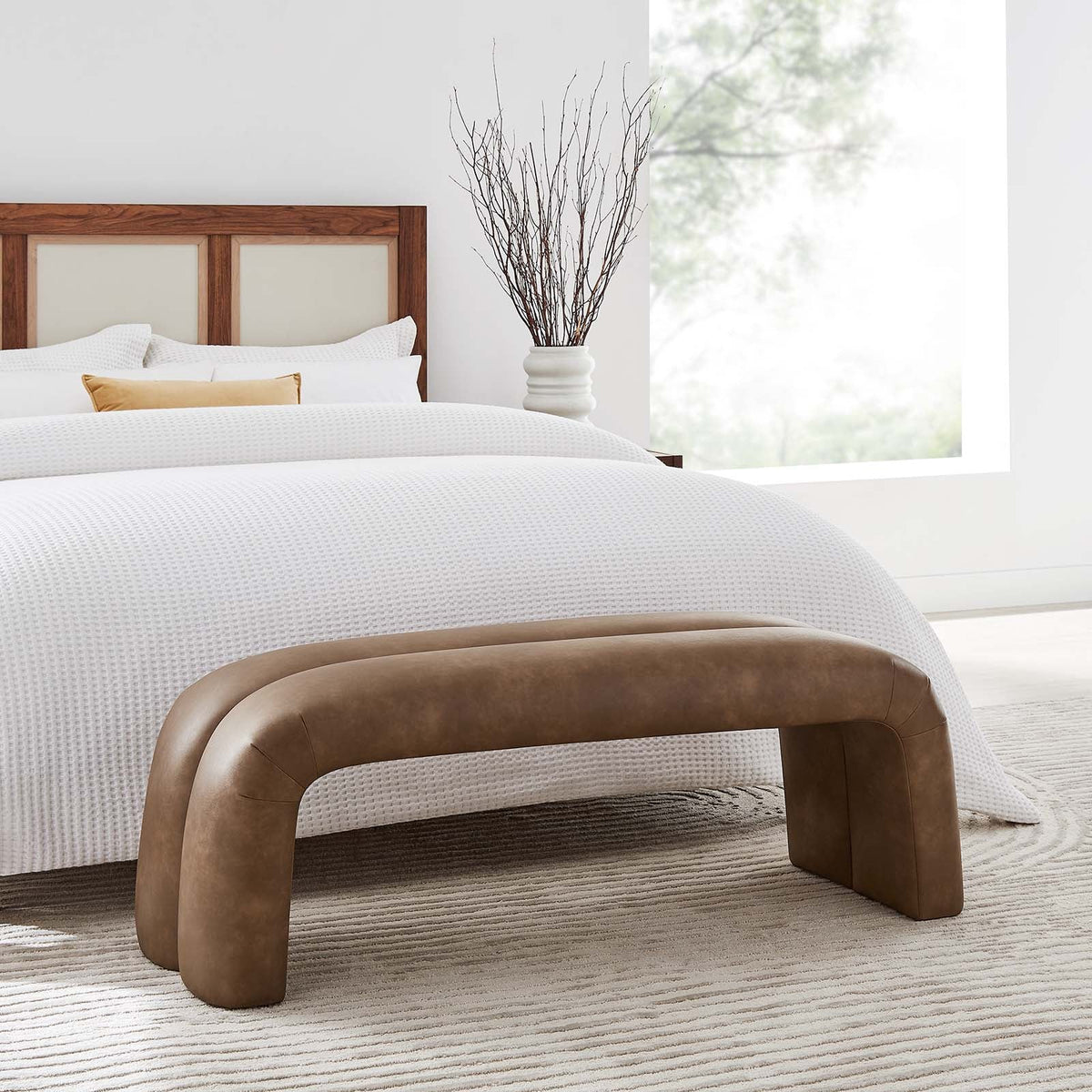 Dax 50.5" Vegan Leather Upholstered Accent Bench Modway Model: eei-6770