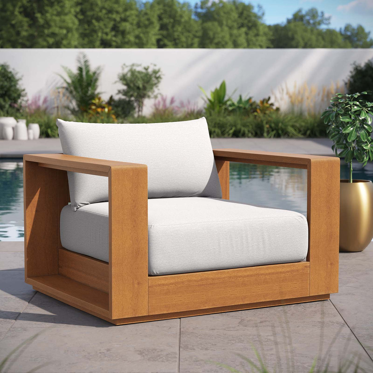 Tahoe Outdoor Patio Acacia Wood Chair Modway Model: eei-6782