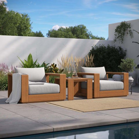 Tahoe Outdoor Patio Acacia Wood 3-Piece Furniture Set Modway Model: eei-6798